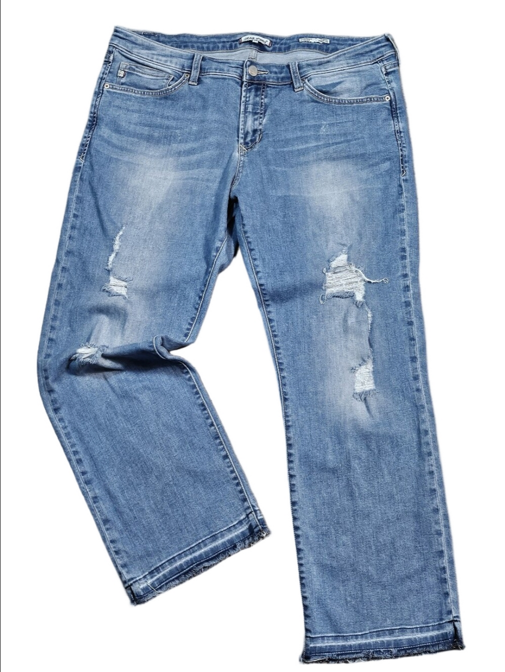 Dear John Playback Cuffed Cropped Straight Leg Distressed Jean In Montauk Wash